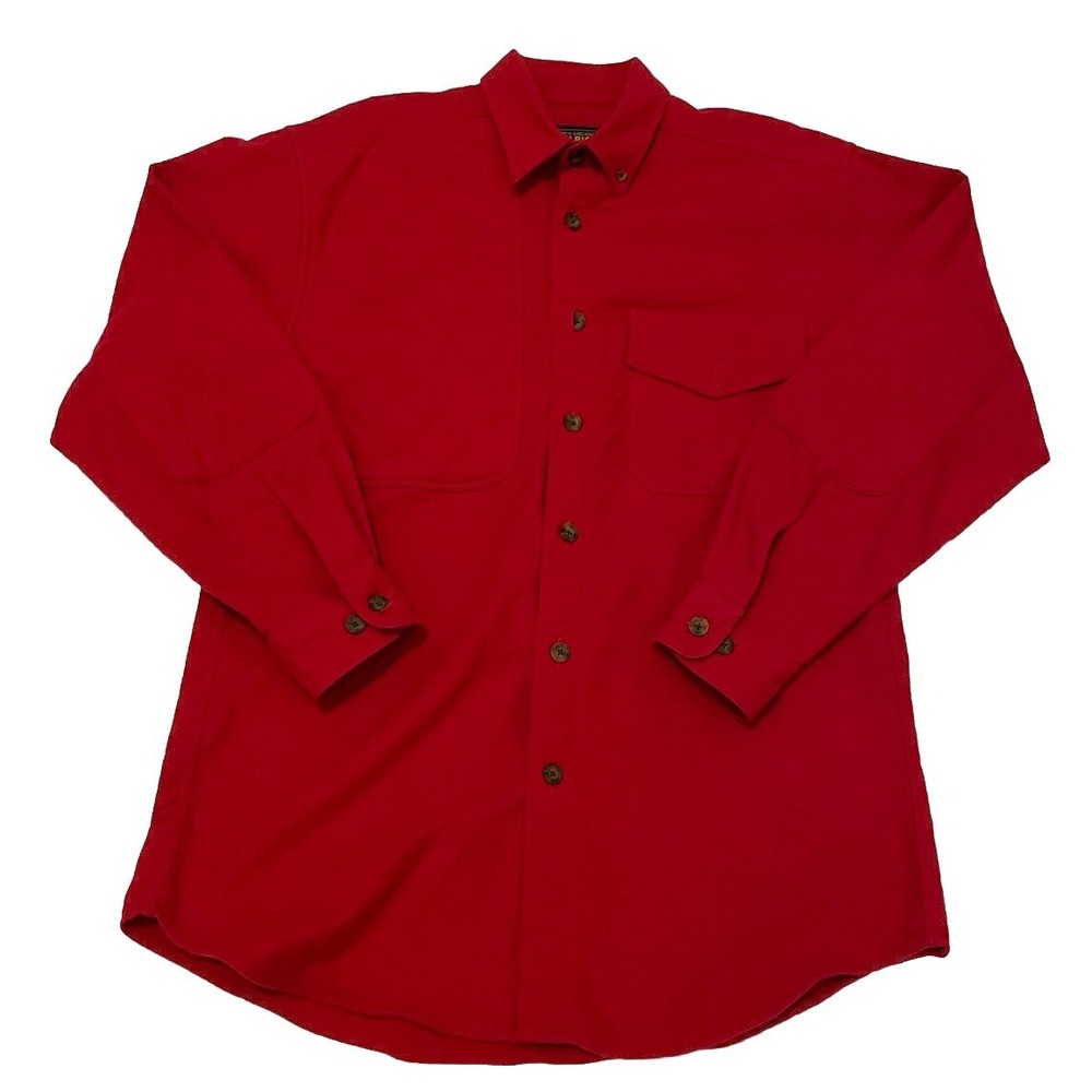 Woolrich Flannel Shooting Shirt SZ Medium Red Chamois Padded Elbows/Shoulder NRA